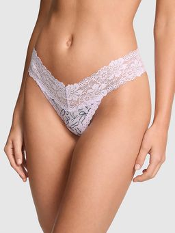 Victoria's Secret - PINK Wink Lace-Trim Thong Panty Purple