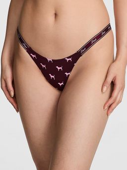 Victoria's Secret - PINK Logo Cotton High-Leg Micro Thong Panty Brown