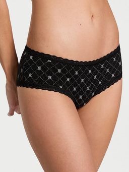 Victoria's Secret - Lace Trim Cotton Lace-Waist Cheeky Panty Black