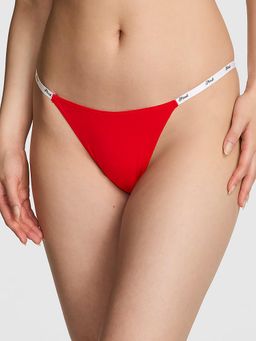 Victoria's Secret - PINK Logo Cotton Scoop Thong Panty Red