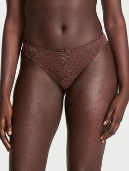 Victoria's Secret - Lacie Lace-Up Bow Thong Panty Brown