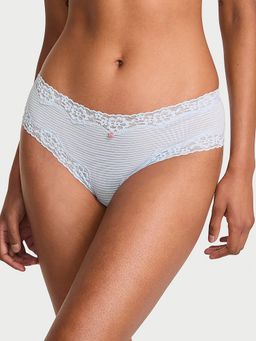 Victoria's Secret - The Lacie Cotton Shadow Stripe Lace-Waist Cheeky Panty Blue