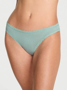 Victoria's Secret - The Lacie Cotton Lace Bow Bikini Panty Green