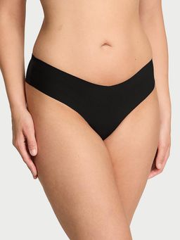 Victoria's Secret - No-Show Mesh-Back Logo Thong Panty Black