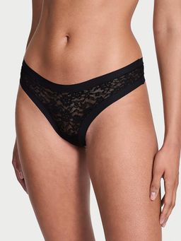 Victoria's Secret - No-Show Lacie Thong Panty Black