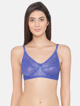Clovia - Lace Solid Non-Padded Full Cup Wire Free Everyday Bra - Dark Blue