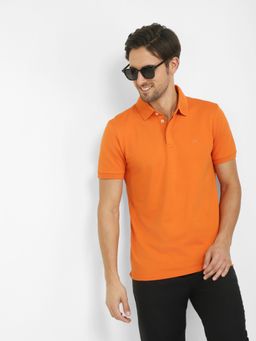 Selected - Orange Polo Neck T-shirt
