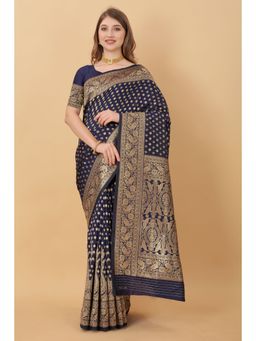 Yavira Silk - Navy Blue Ethnic Wear Silk Traditional Saree with Unstitched Blouse