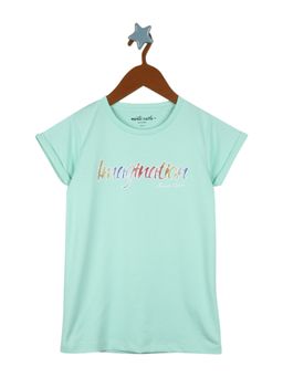 Monte Carlo - Girls Cotton Blend Printed Aqua Top