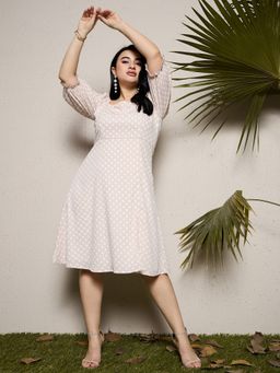 KASSUALLY - CURVE BY KASSUALLY Women Beige Square Neck Midi Dress