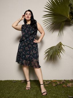 KASSUALLY - CURVE BY KASSUALLY Women Black Round Neck Midi Dress