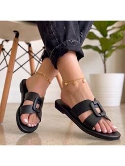ZELION - Women Black Synthetic Flats
