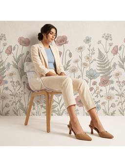 ZELION - Women Beige Synthetic Heels
