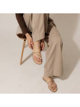 ZELION - Women Beige Synthetic Sandals