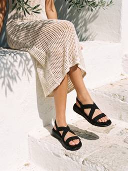 ZELION - Women Black Synthetic Sandals