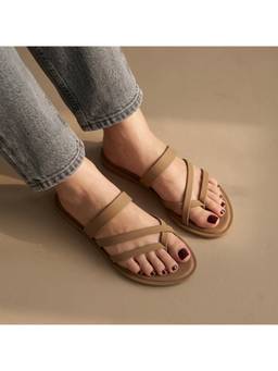 ZELION - Women Beige Synthetic Sandals