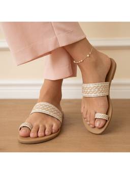 ZELION - Women Beige Synthetic Sandals