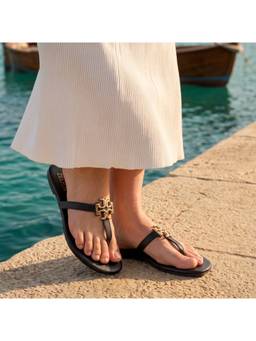 ZELION - Women Black Synthetic Sandals