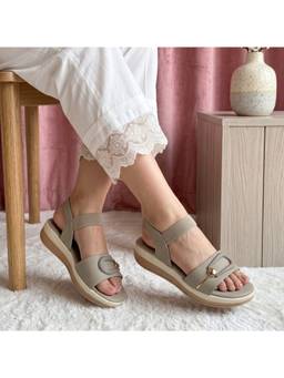 ZELION - Women Grey Synthetic Sandals