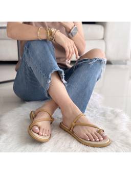 ZELION - Women Beige Synthetic Sandals