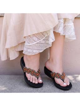 ZELION - Women Black Synthetic Sandals