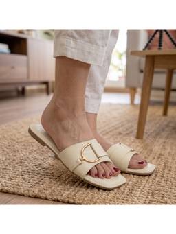 ZELION - Women Beige Synthetic Flats