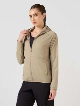 Technosport - Beige Solid/Plain Hooded Casual Hoodie