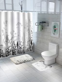 The Better Home - Shower Curtain With Mats White and Black