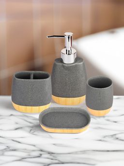 The Better Home - Poly Resin Soap Dispenser Set Grey Natural
