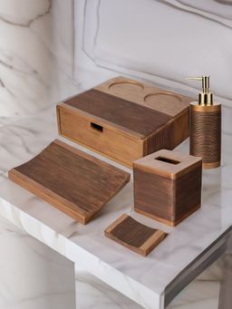 The Better Home - Bathroom Accessories Set Brown
