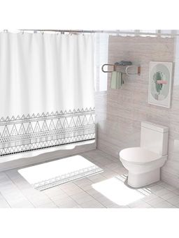 The Better Home - Shower Curtain & Bathmat Set (Black Triangle Bottom)