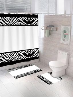 The Better Home - Shower Curtain & Bath Mat Set Midnight Patterns