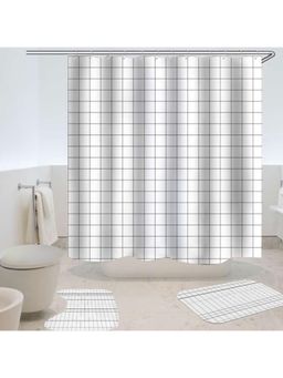 The Better Home - Shower Curtain & Bath Mat Set Square Grid