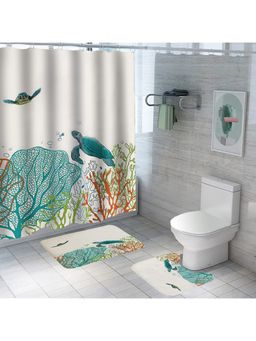 The Better Home - Shower Curtain & Bath Mat Set Turtle Tide