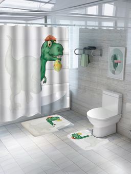 The Better Home - Shower Curtain & Bath Mat Set Dino Splash
