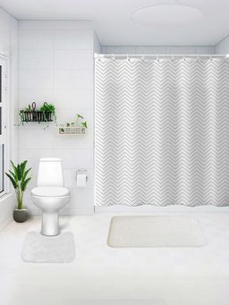 The Better Home - Shower Curtain & Bath Mat Set Triangular Masonry