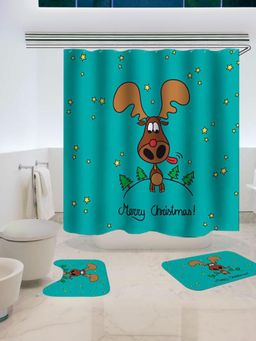 The Better Home - Shower Curtain & Bath Mat Set Big Antlers