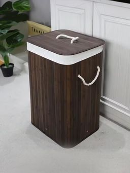 The Better Home - Bamboo Laundry Bag 72L With Lid Dark Brown