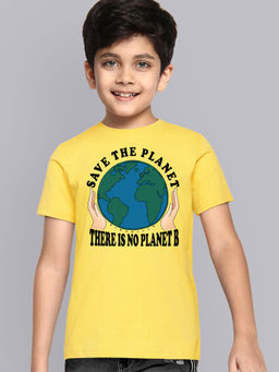 Kidsville - Regular Fit Crew Neck Yellow T-Shirt for Boys