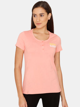 Zivame - Rosaline Chromaticity Knit Cotton Top - Rhubarb