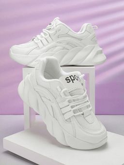 Shoetopia - Smart Casual Comfortable White Sneakers for Girls