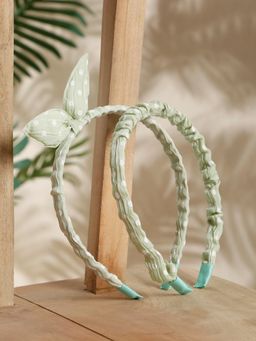 Stol'N - Pack of 2 Bunny Detailed Polka Dot Hair Bands - Green