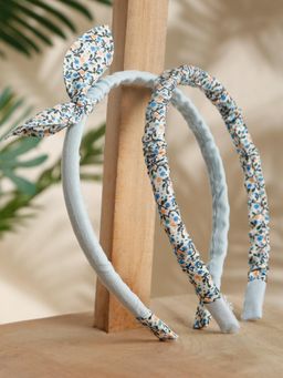 Stol'N - Pack of 2 Bunny Detailed Floral Printed Hair Bands - Grey