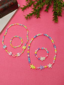 Stol'N - Set of 4 Bow & Star Applique Necklaces & Bracelets Set - Multicolour
