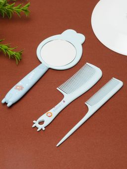 Stol'N - Set of 3 Printed Hair Combs & Mirror - Blue
