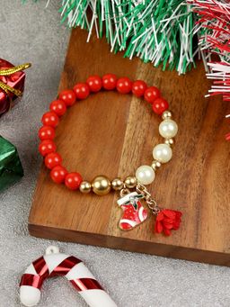 Asthetika Kids - Christmas Stocking Charm Beaded Bracelet