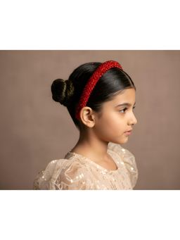 Choko - Christmas Hairband for Girls - Full Beaded Premium Sparkly Crystals Hair Accessory, Santa Red