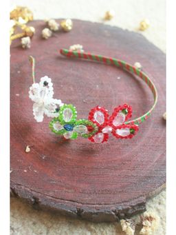 Choko - Dazzling Christmas Holly Berry Beaded Hairband for Girls - Festive Kids Hair Accessory, Red