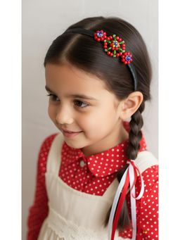 Choko - Christmas Beaded Floral Hair Band for Girls – Festive Kids Xmas Hair Accessory, Red, Green