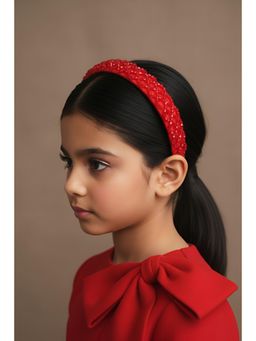 Choko - Majestic Scarlet Red Beaded Hairband for Girls - Christmas Party & New Year Kids Accessory